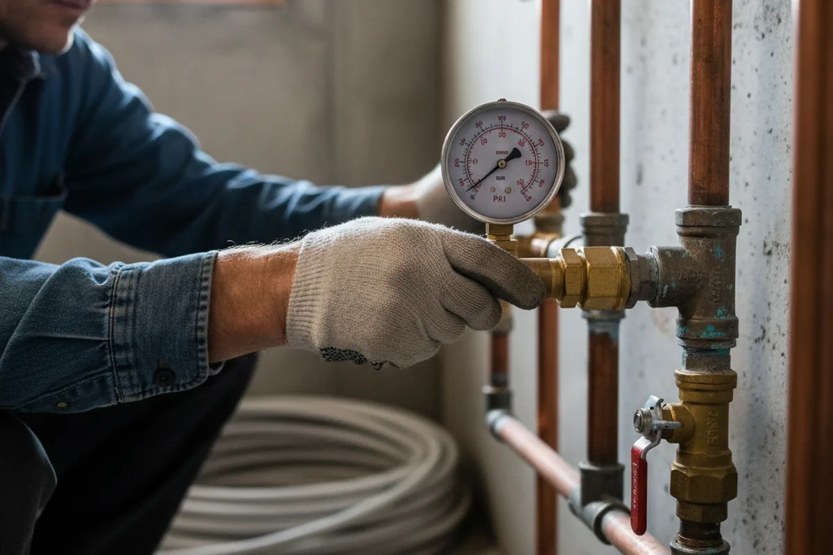 Pressure testing a repaired line during Water Line Repair in Ratliff City